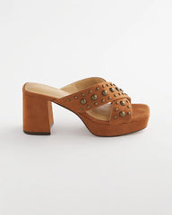 Vale Western Suede Block Heels Cognac - Chico's