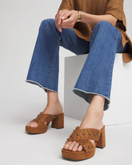 Vale Western Suede Block Heels Cognac - Chico's