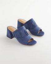 Blue Lotus Suede Fringe Block Heels Blue Lotus - Chico's