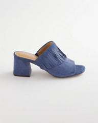 Blue Lotus Suede Fringe Block Heels Blue Lotus - Chico's