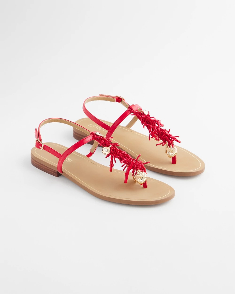 Coral Beach T-Strap Sandals Red - Chico's
