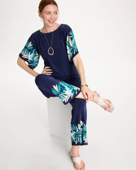 Travelers™ Palm Border Crop Pant Kings Navy - Chico's