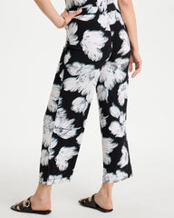 Travelers™ Knit Abstract Floral Cropped Pants Black - Chico's