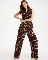 Travelers™ Zebra Knit Wide-Leg Pants Cocoa Bean - Chico's