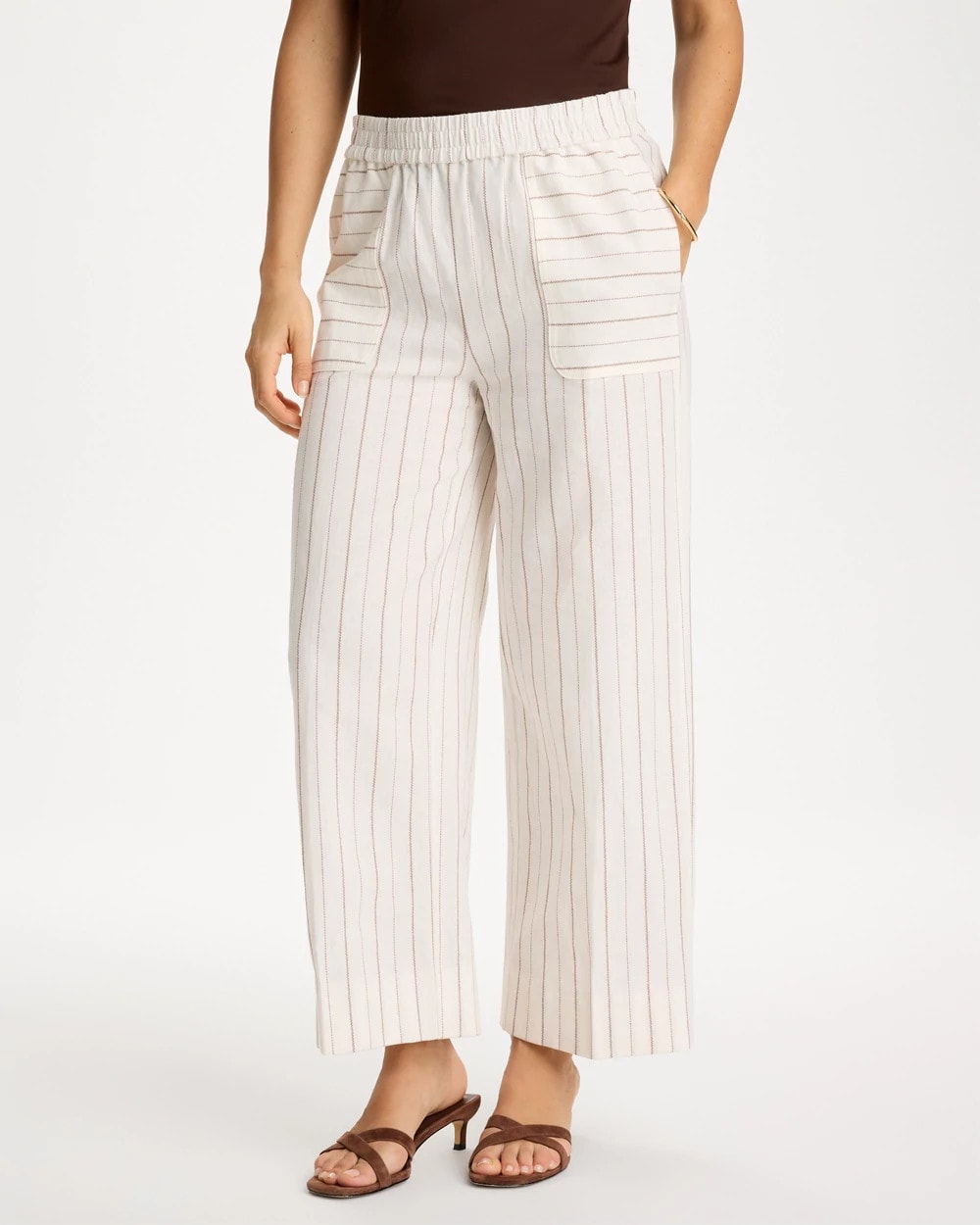 Pinstriped Linen-Cotton Crop Pant Natural - Chico's