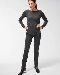 Juliet Trim Detail Ponte Pants Graphite Heather Gray - Chico's