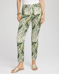 Brigitte™ Slim Ankle Palm-Print Pants Ecru - Chico's