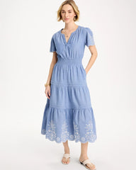 Chambray Embroidered Dress Light Indigo - Chico's