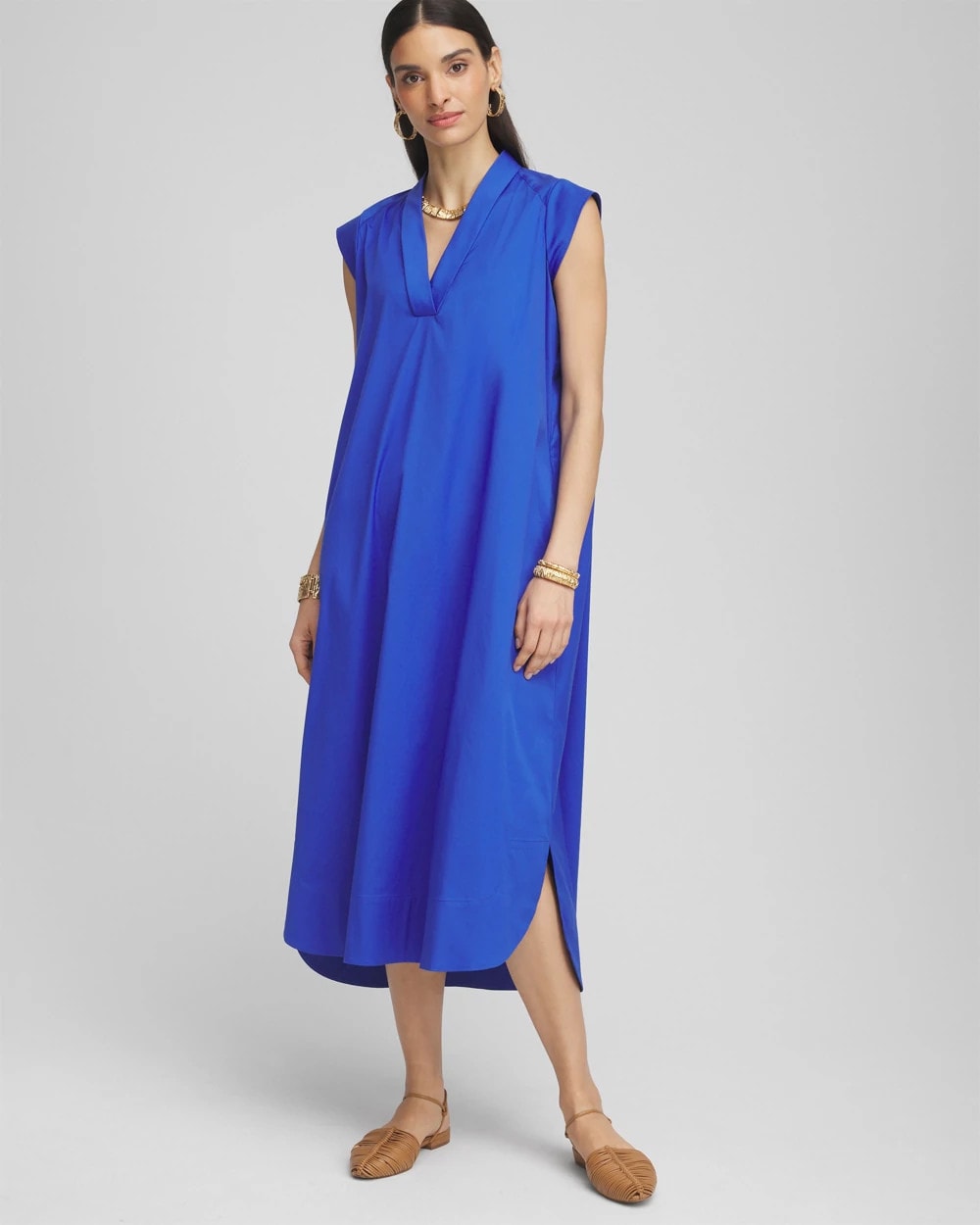 Petite Popover Poplin Maxi Dress Rich Cobalt - Chico's