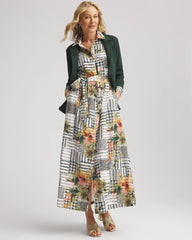 Artisanal Floral Print Maxi Shirtdress Ecru - Chico's