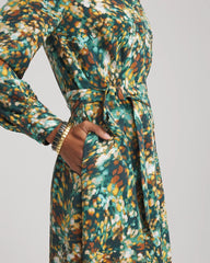 Printed Long-Sleeved Shirtdress Darkest Spruce - Chico's