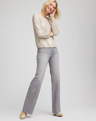 Rose Gold Embellished Girlfriend Flared Jeans Le Havre Wash - Chico's