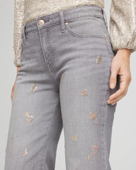 Rose Gold Embellished Girlfriend Flared Jeans Le Havre Wash - Chico's