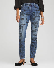 Mixed-Media Girlfriend Slim Ankle Jeans Emilia Indigo - Chico's