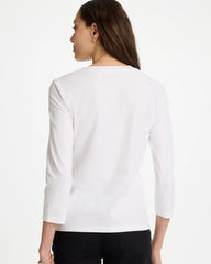Printed Cotton Stretch 3/4 Sleeve Tee Black - Chico's