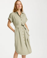Dolman Tie Hemp Denim Shirtdress Seagrass Green - Chico's
