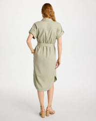 Dolman Tie Hemp Denim Shirtdress Seagrass Green - Chico's