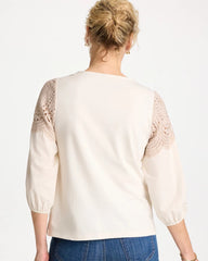 Lace Crochet Sleeve Tee Ecru - Chico's