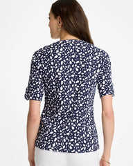 Printed Pima V-Neck Tee Passport Blue - Chico's