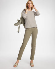 Striped Ribbed Button Crewneck Tee Lichen - Chico's