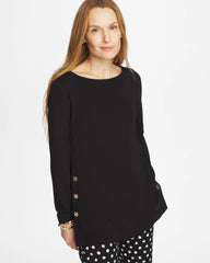 Matte Jersey Button Tunic Black - Chico's