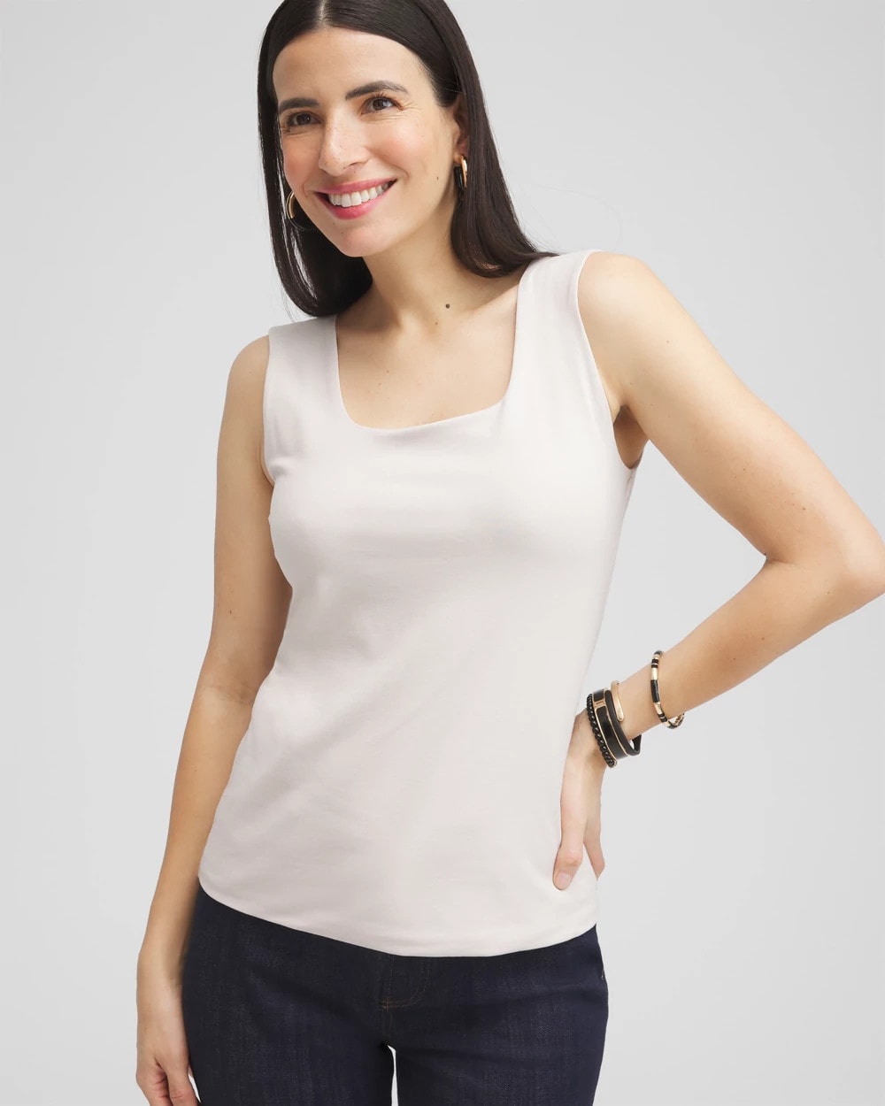 Contour Cotton™ Square Neck Tank Smokey Taupe - Chico's