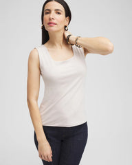Contour Cotton™ Square Neck Tank Smokey Taupe - Chico's