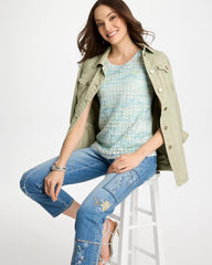 Mermaid Sequin Mesh Crochet Tank Blue Orchid - Chico's