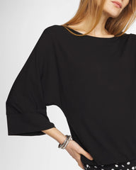 Matte Jersey Bubble Hem Top Black - Chico's