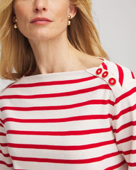 Bateau Neck Stripe Top Love Letter Red - Chico's