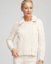 Fur Trim Moto Cardigan English Cream - Chico's
