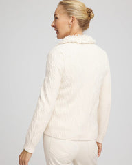 Fur Trim Moto Cardigan English Cream - Chico's