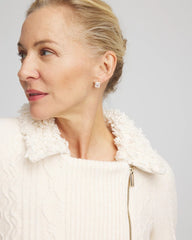 Fur Trim Moto Cardigan English Cream - Chico's