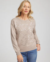Floral Sequined Pullover Smokey Taupe - Chico's