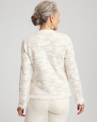 Fringe Textured V-Neck Cardigan English Cream - Chico's