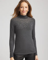 Ella Rhinestone Mockneck Sweater Graphite Gray - Chico's