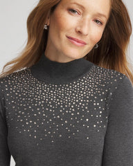 Ella Rhinestone Mockneck Sweater Graphite Gray - Chico's