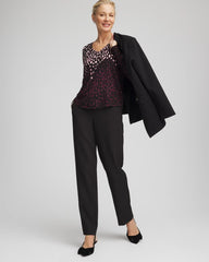 Ella Printed V-Neck Sweater Black - Chico's