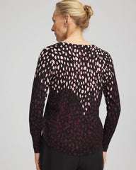 Ella Printed V-Neck Sweater Black - Chico's