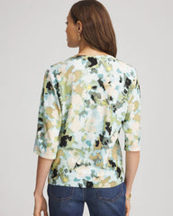 Printed Dolman V-Neck Pullover Sweater Blue Menthe - Chico's