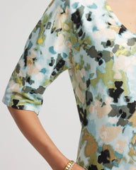 Printed Dolman V-Neck Pullover Sweater Blue Menthe - Chico's