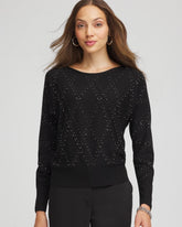 Ella Embellished Dolman Pullover Sweater Black - Chico's