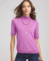 Ella Elbow Sleeve Mockneck Sweater Gooseberry - Chico's