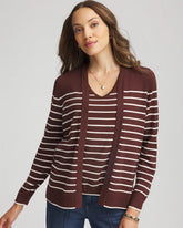 Ella Striped Long-Sleeve Cardigan Cacao - Chico's