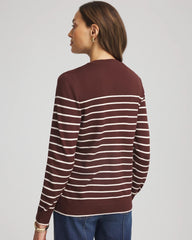 Ella Striped Long-Sleeve Cardigan Cacao - Chico's