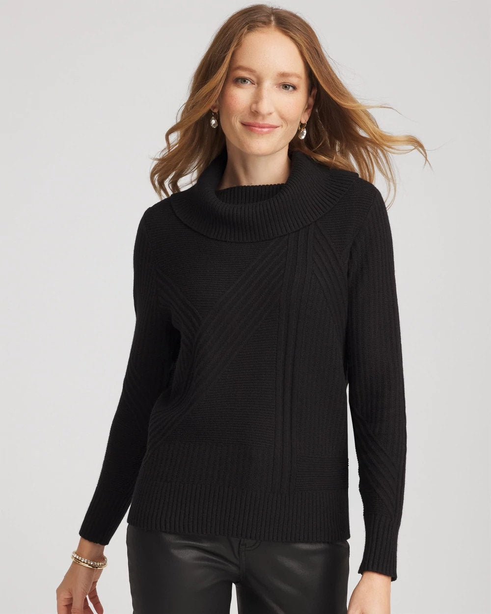 Ribbed Cowlneck Sweater Black - Chico's