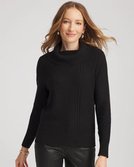 Ribbed Cowlneck Sweater Black - Chico's