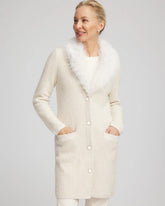 Fur Trim Cardigan English Cream - Chico's