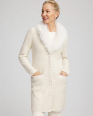 Fur Trim Cardigan English Cream - Chico's