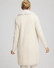 Fur Trim Cardigan English Cream - Chico's